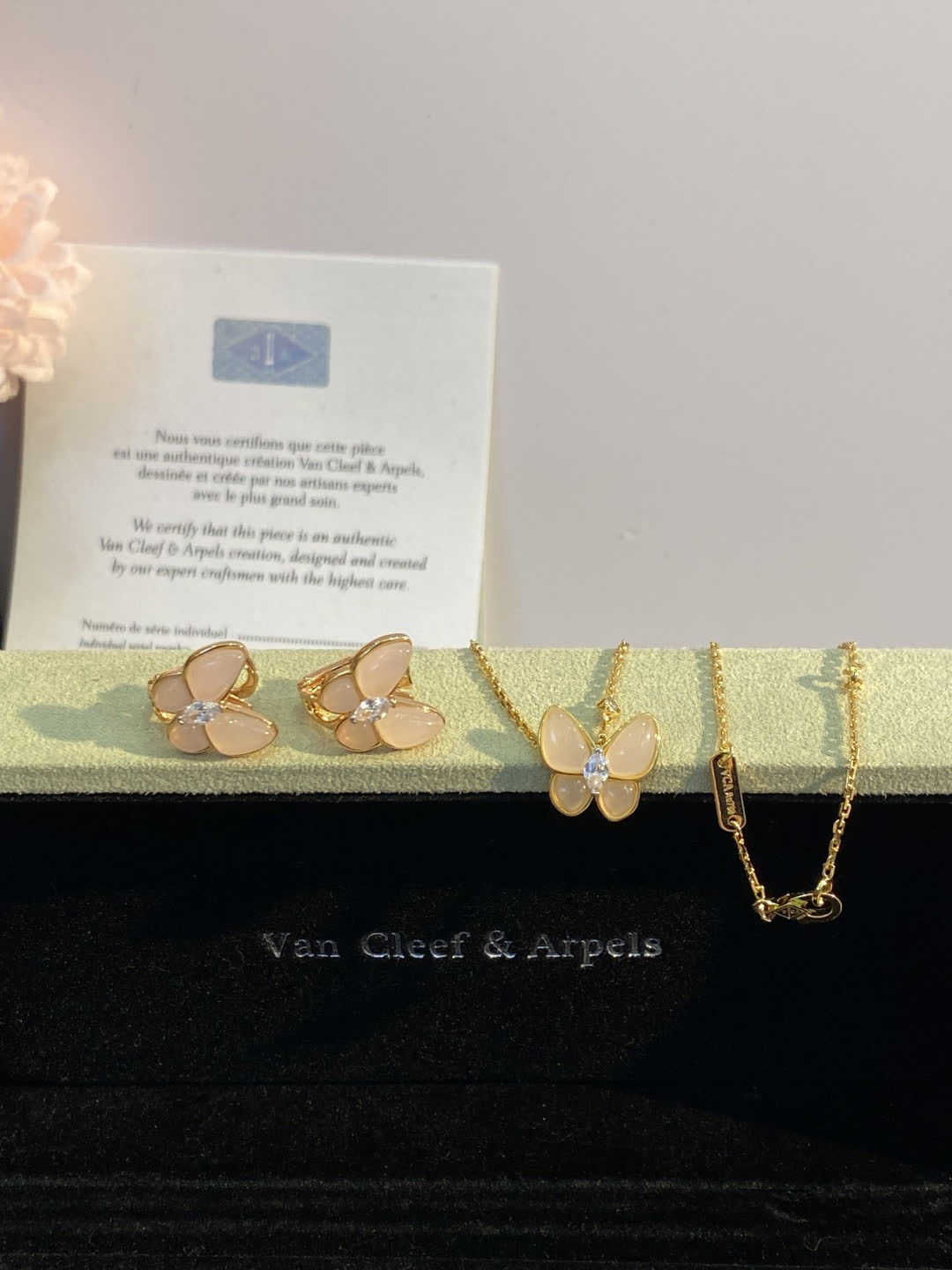 Van Cleef & Arpels Alhambra Butterfly Earrings and Necklace Set